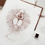 Minibeast Rhombodus sp Skeleton Watercolour Giclée Print