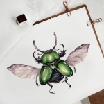Minibeast Male Saw Tooth Beetle (Lamprima adolphinae) Watercolour Giclée Print