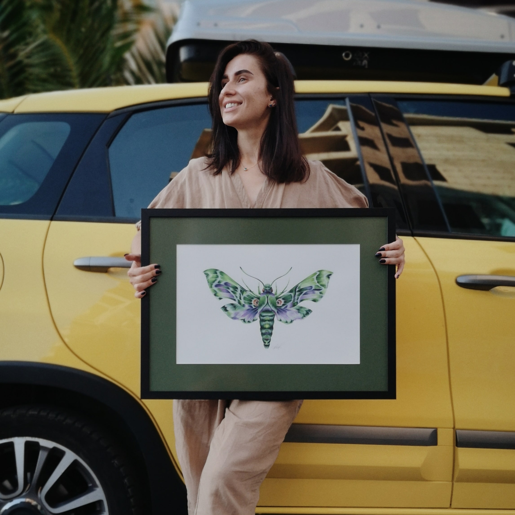 Army Green Moth (Daphnis nerii) Watercolour Giclée Print