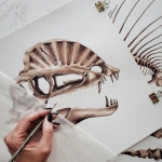 Minibeast Dilophosaurus Dinosaur Watercolour Giclée Print