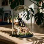 Minibeast Huge Atlas Beetle In Glass Dome (Chalcosoma chiron chiron)
