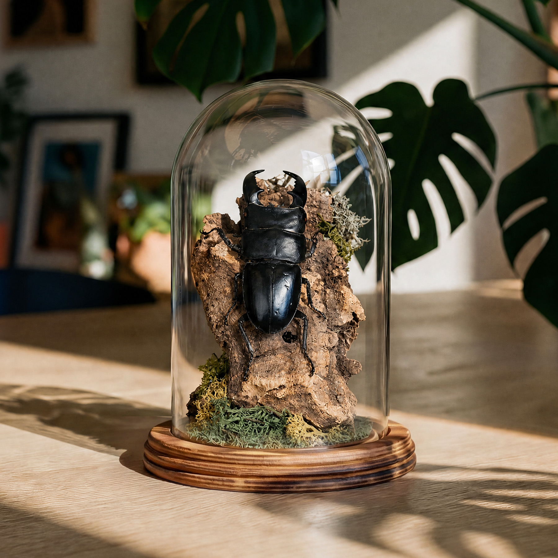 Minibeast Γιγάντιος Σκαθάρι Ελάφου Still Life Σε Γυάλινο Θόλο (Dorcus titanus)