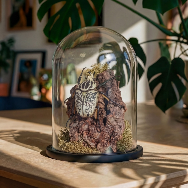 Giant Goliath Beetle In Still Life Dome (Goliathus orientalis)