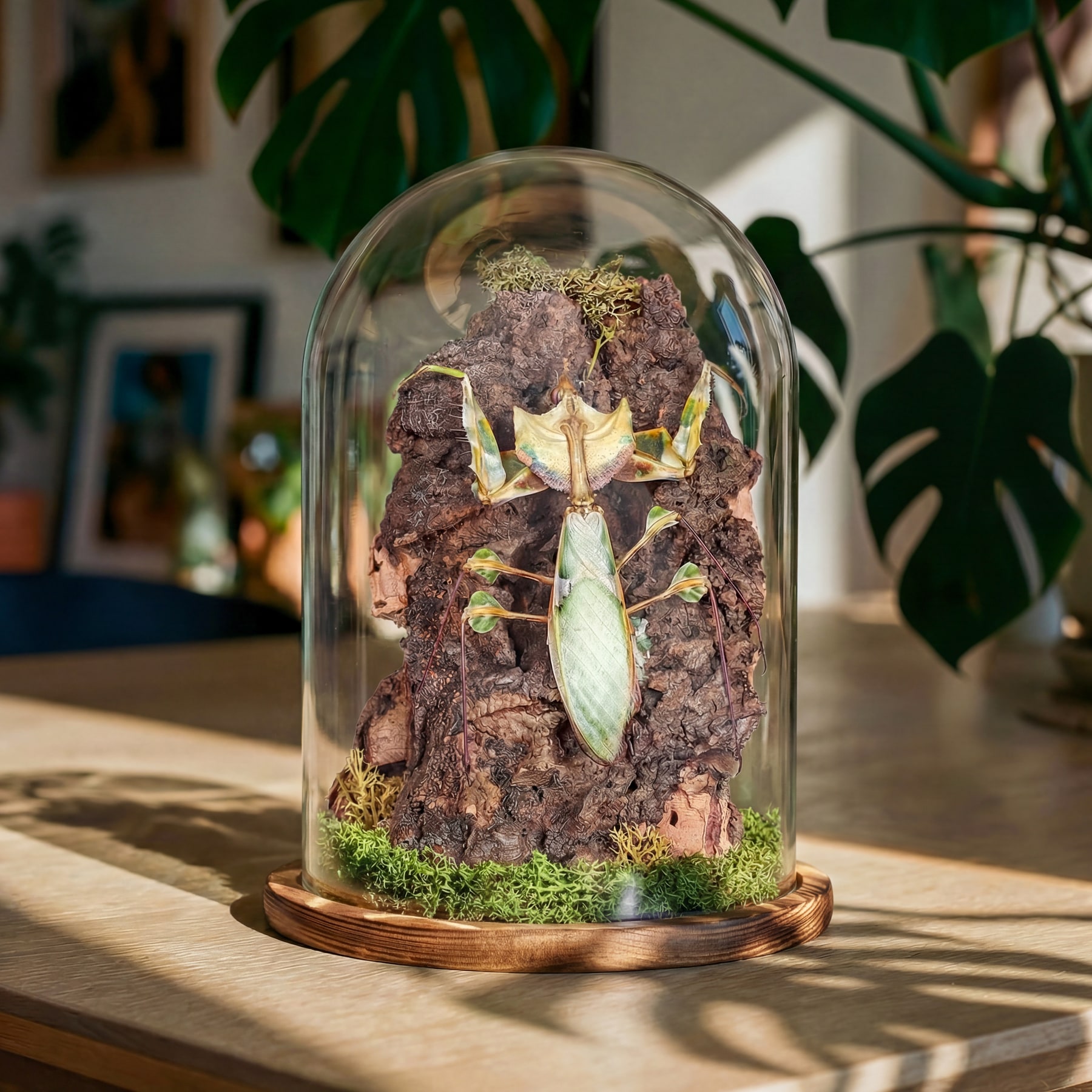 Devil's Flower Mantis In Still Life Dome (Idolomantis diabolica)