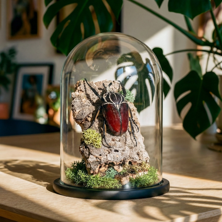 Goliath Beetle Still Life In Glass Dome (Goliathus goliatus)