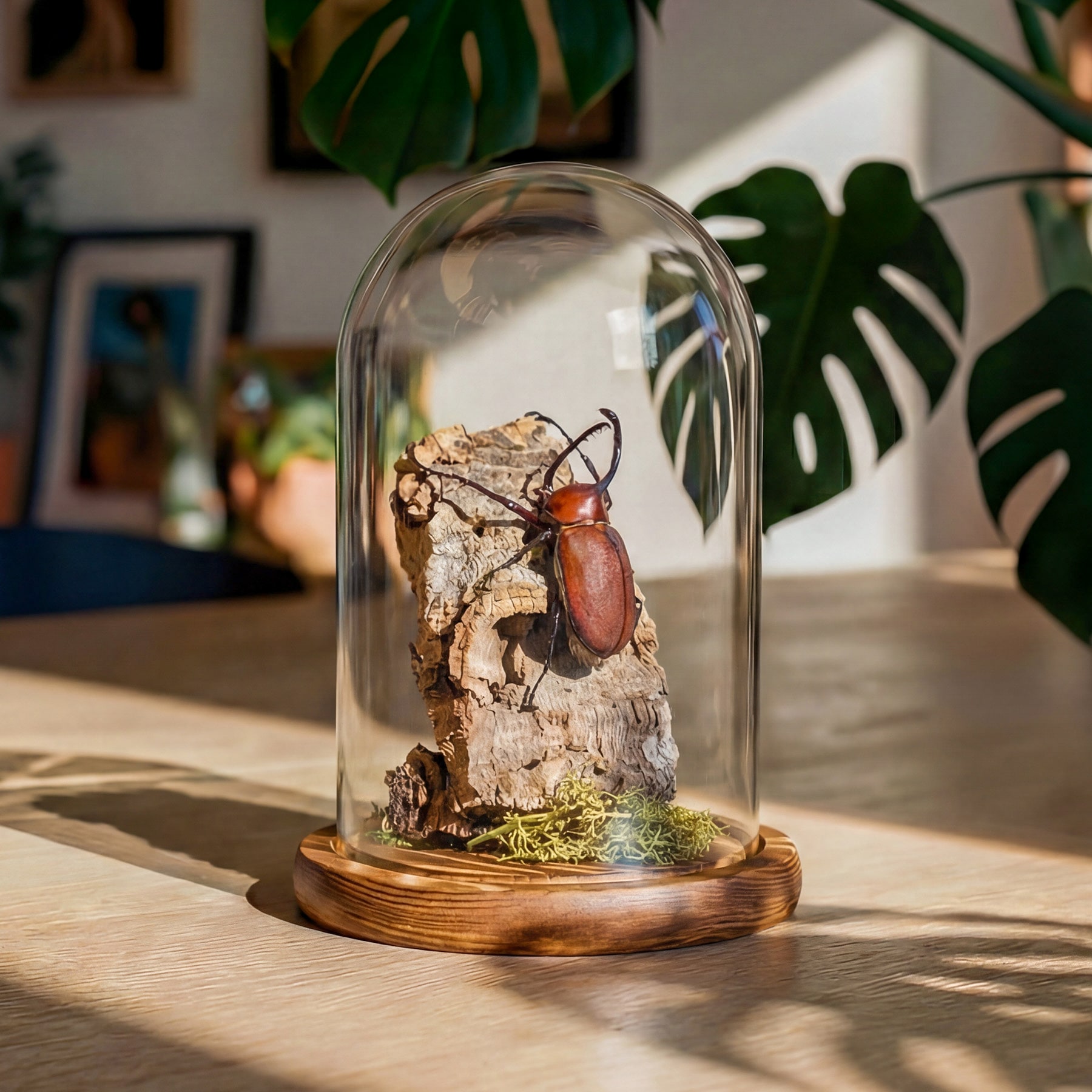 Small Rhinoceros Beetle Still Life Dome (Golofa spatha)