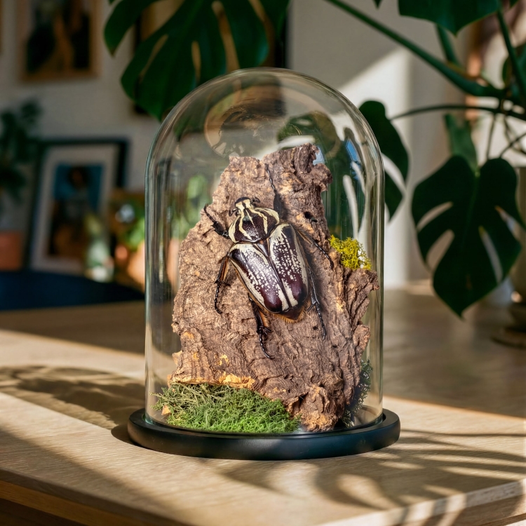 Female Goliath Beetle Still Life Glass Dome (Goliathus goliatus ssp)