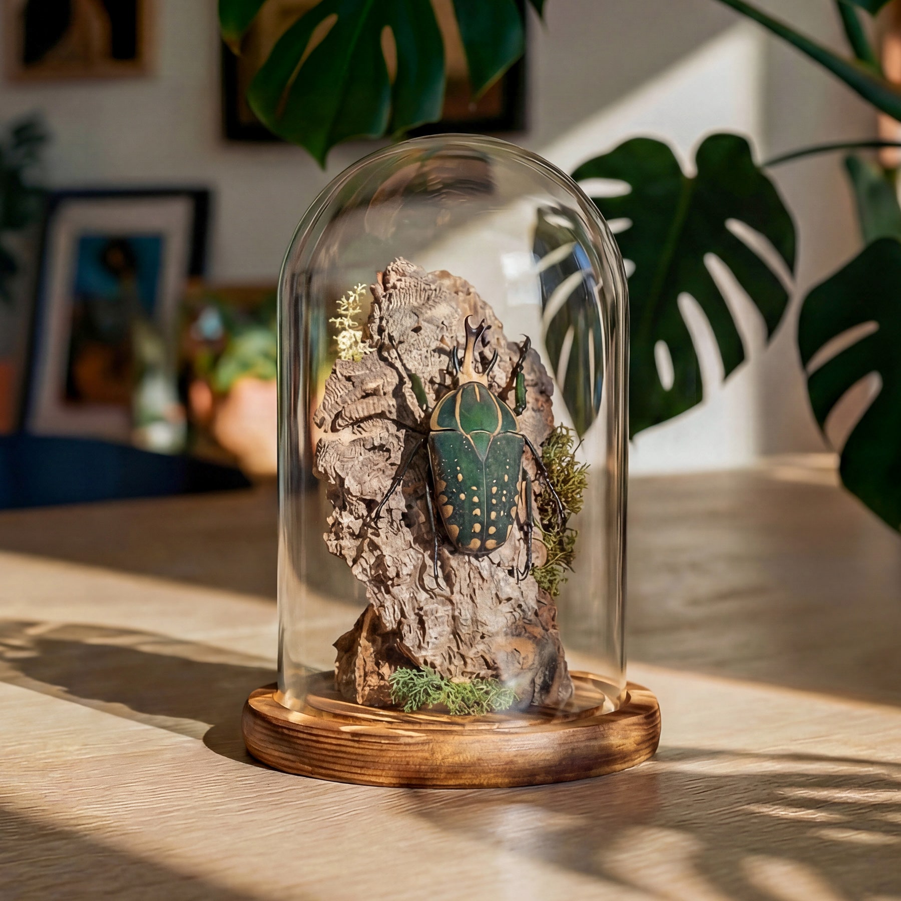 Minibeast African Flower Beetle Still Life Glass Dome - See Description (Mecynorhina torquata ugandensis)