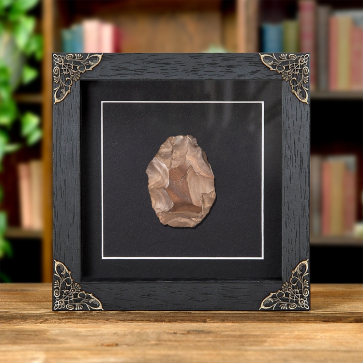Paleolithic Stone Tool In Baroque Style Frame, 2.5 million years old
