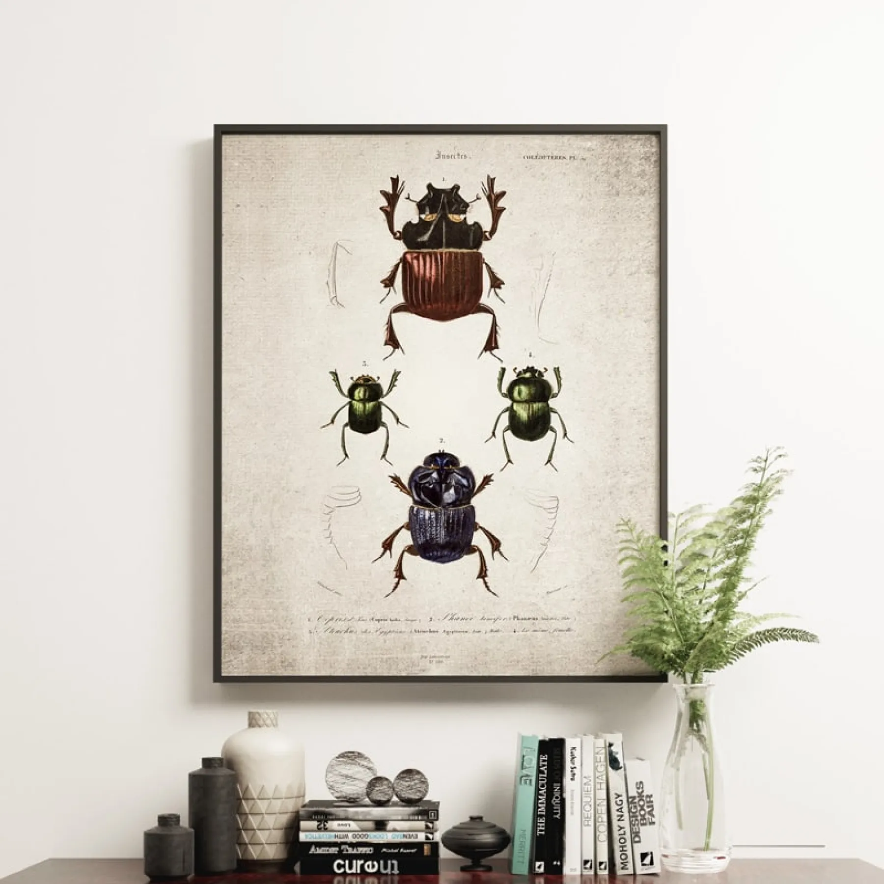 Minibeast Vintage Entomology Giclee Print (Beetle Group Plate From 1907)