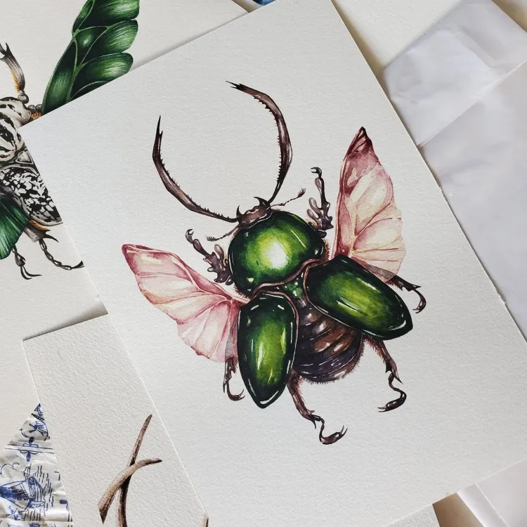 Saw Tooth Beetle (Lamprima adolphinae) Watercolour Giclée Print