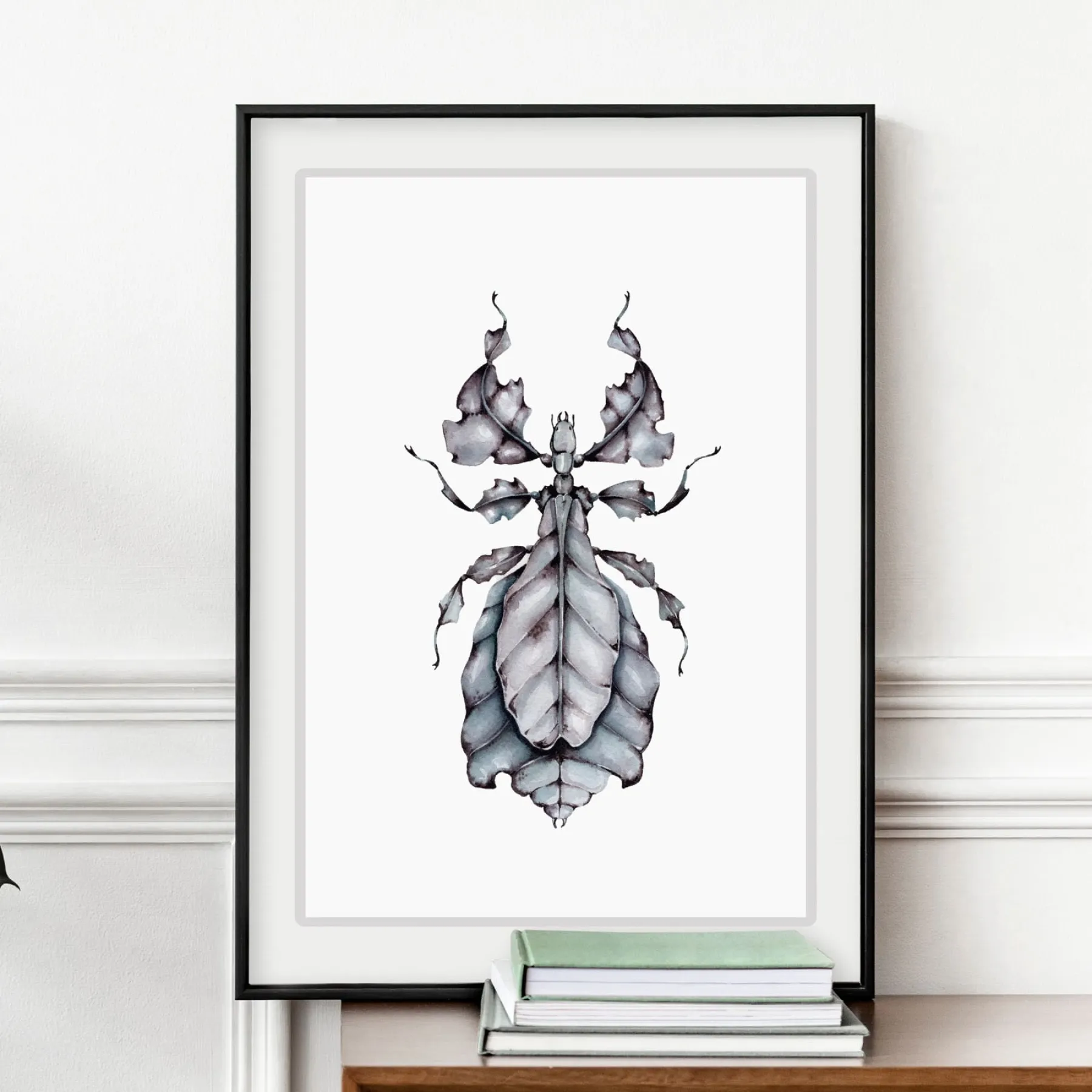 Minibeast Gray's Leaf Insect (Phyllium bioculatum) Watercolour Giclée Print