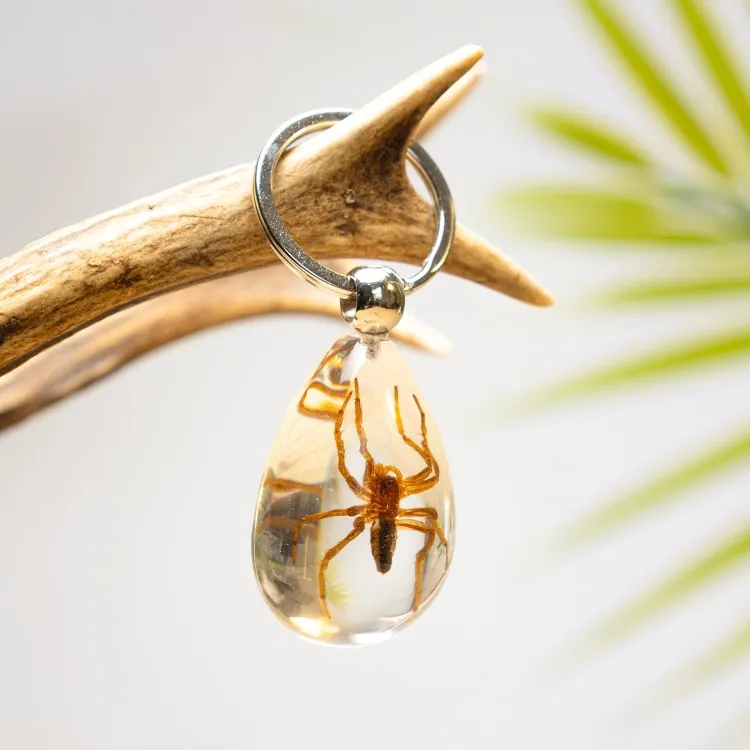 Yellow Spider in Resin Keyring