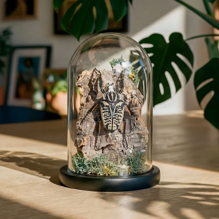 Goliath Beetle Still Life Glass Dome (Goliathus albosignatus kirkianus)